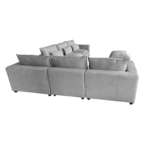 Fabric Gray living room couch with Ottoman six seater Sectional Cloud Tufted Sofa