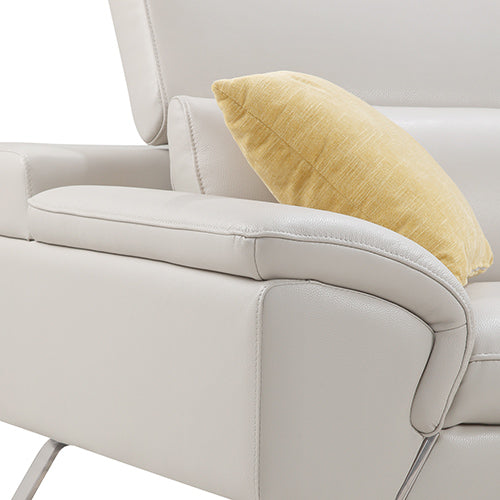 Cream Leatherette 5-Seater Corner Sofa With Chaise