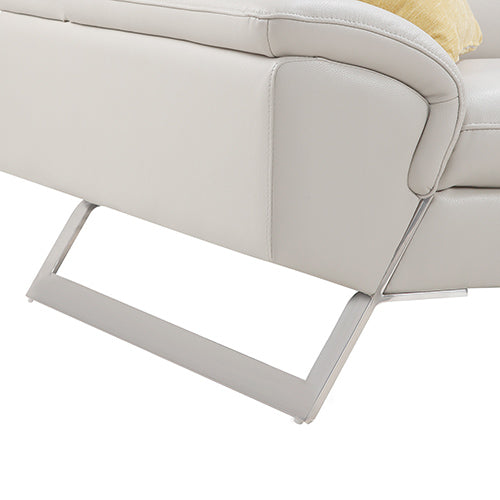 Cream Leatherette 5-Seater Corner Sofa With Chaise