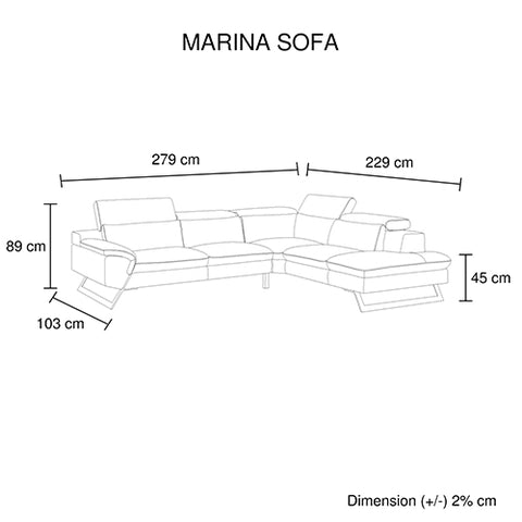 Cream Leatherette 5-Seater Corner Sofa With Chaise