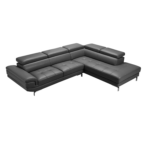 Sofa Set Spacious Chaise Lounge Leatherette Air Leather Grey