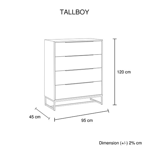 Tea-Colored Tallboy With 4 Storage Drawers