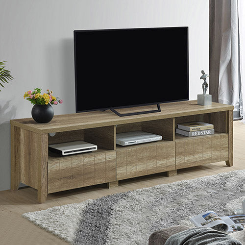 Oak Tv Cabinet Entertainment Unit With 3 Drawers And Shelf