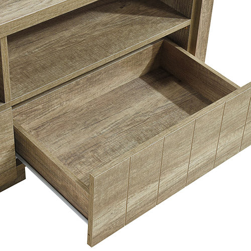 Oak Tv Cabinet Entertainment Unit With 3 Drawers And Shelf