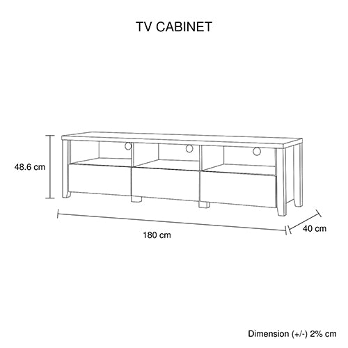 Oak Tv Cabinet Entertainment Unit With 3 Drawers And Shelf