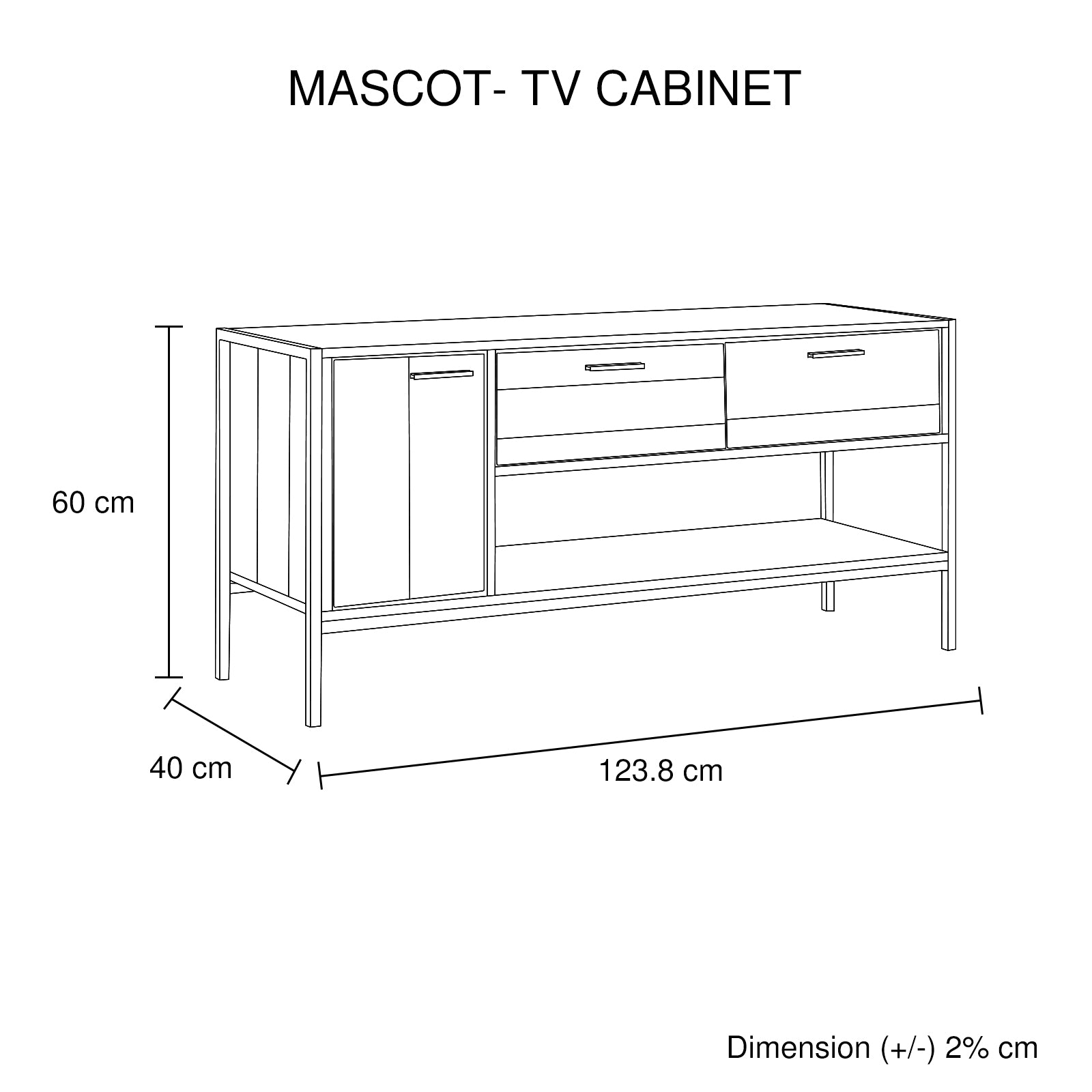 Oak Tv Cabinet With 2 Drawers