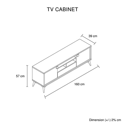 Elegant TV Cabinet with Drawer - Champagne Finish