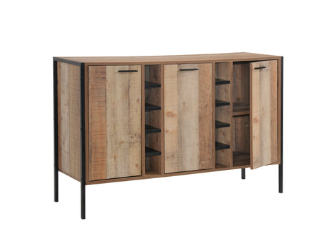 Oak Wine Cabinet With 2 Storage And Open Shelves