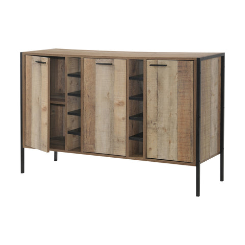 Oak Wine Cabinet With 2 Storage And Open Shelves