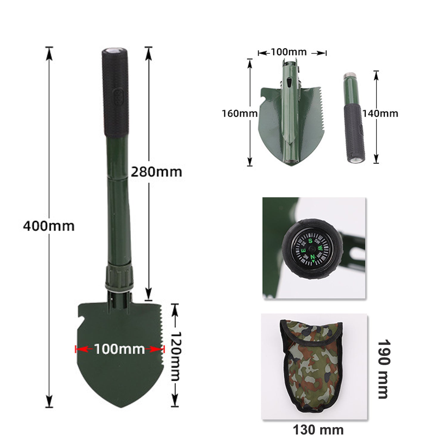 Compact Survival Spade With Compass