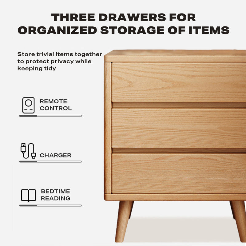 Elegant 3-Drawer Bedside Table Nightstand