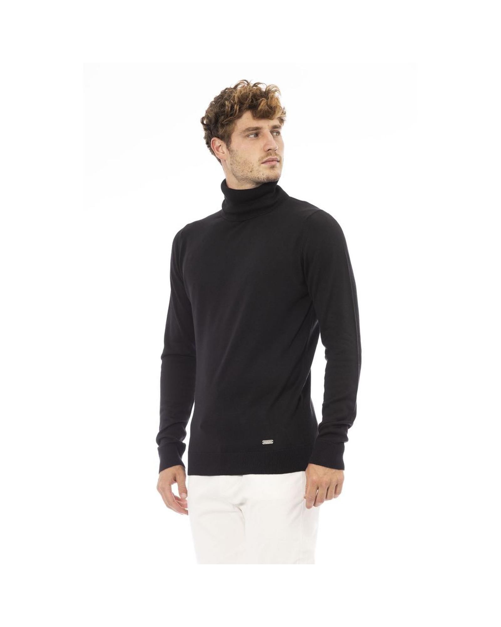 Trendy Black/Blue Modal Sweater Baldinini Trend Men