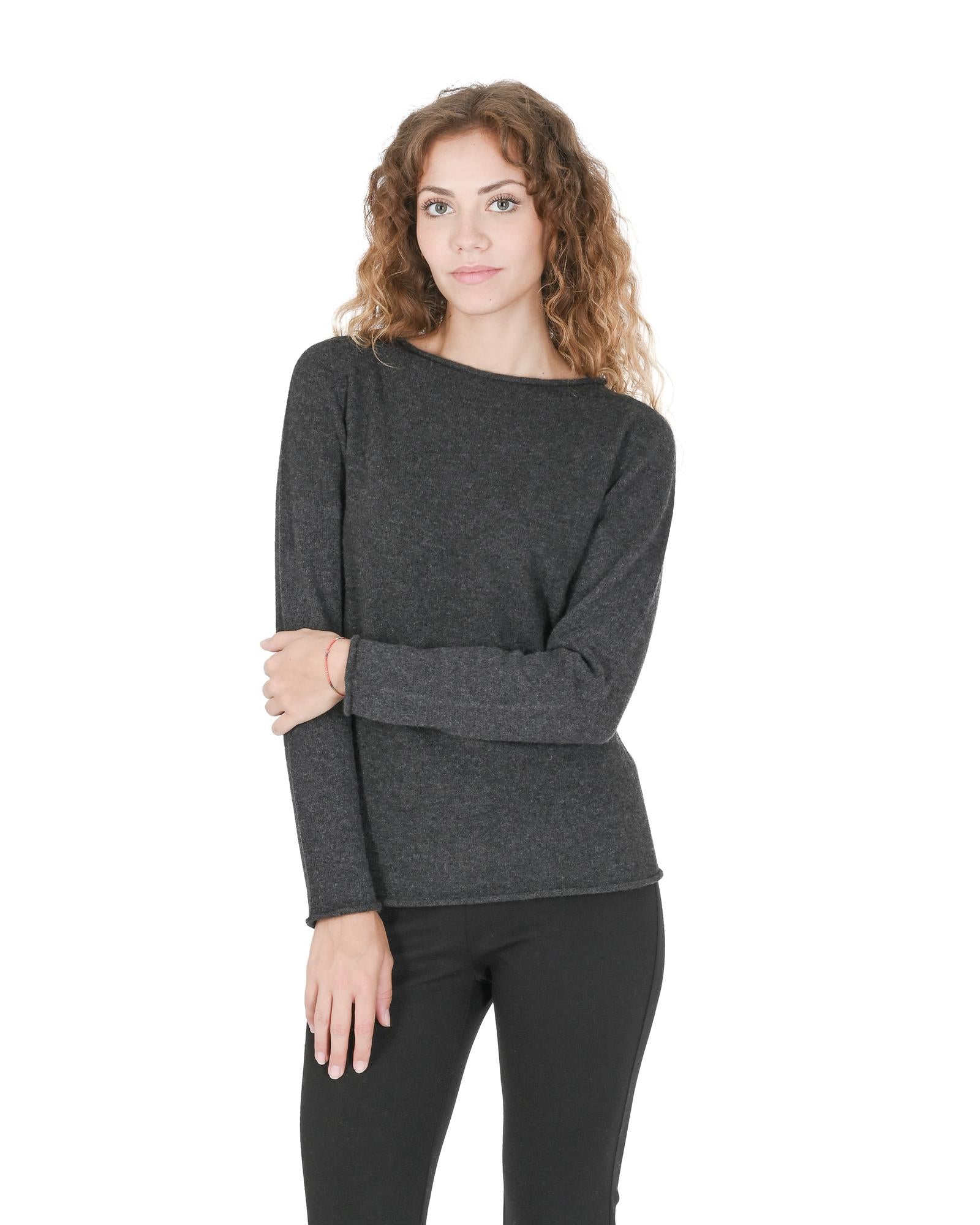 Crown Of Edinburgh Cashmere Women'S Slate Boatneck Sweater