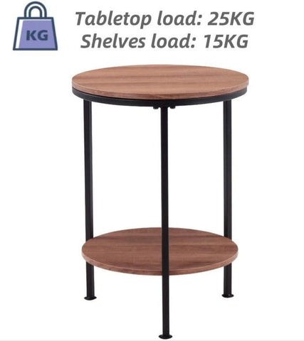 Wooden 2-Tier Side Table/Small Bedside Table/Round Sofa End Table