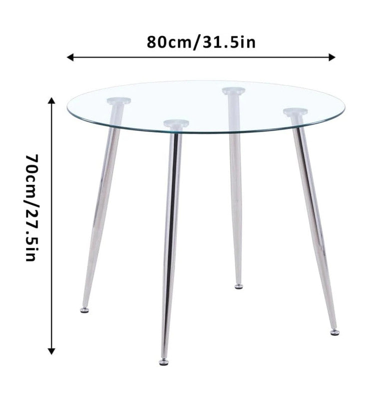 Modern Round Kitchen Table with Spacious Tempered Glass Tabletop & Legs