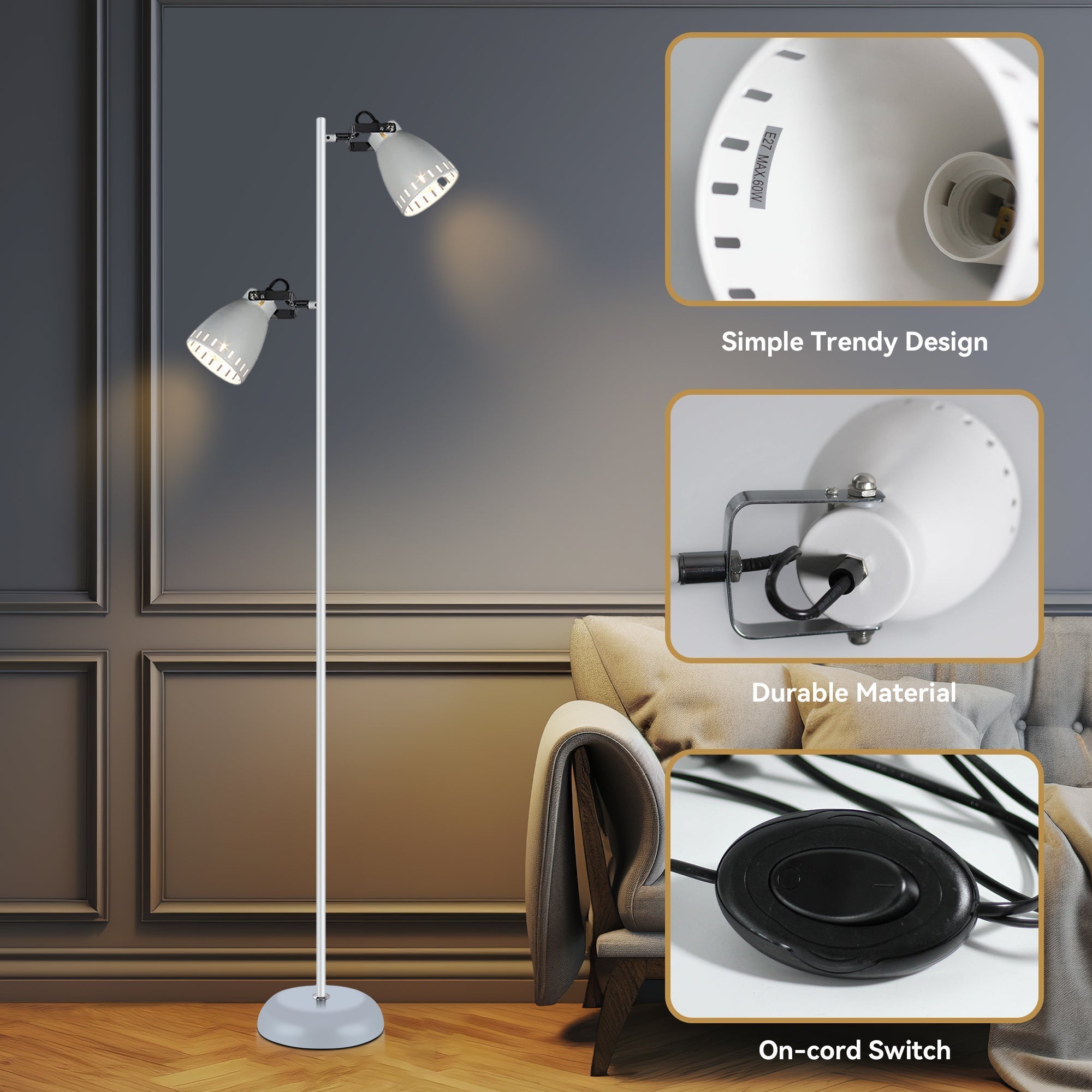 Elegant Audrey Floor Lamp - White