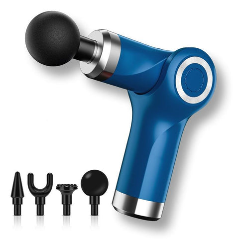 Blue Folding Electric Shock Muscle Massage Gun - Pocket Fascia