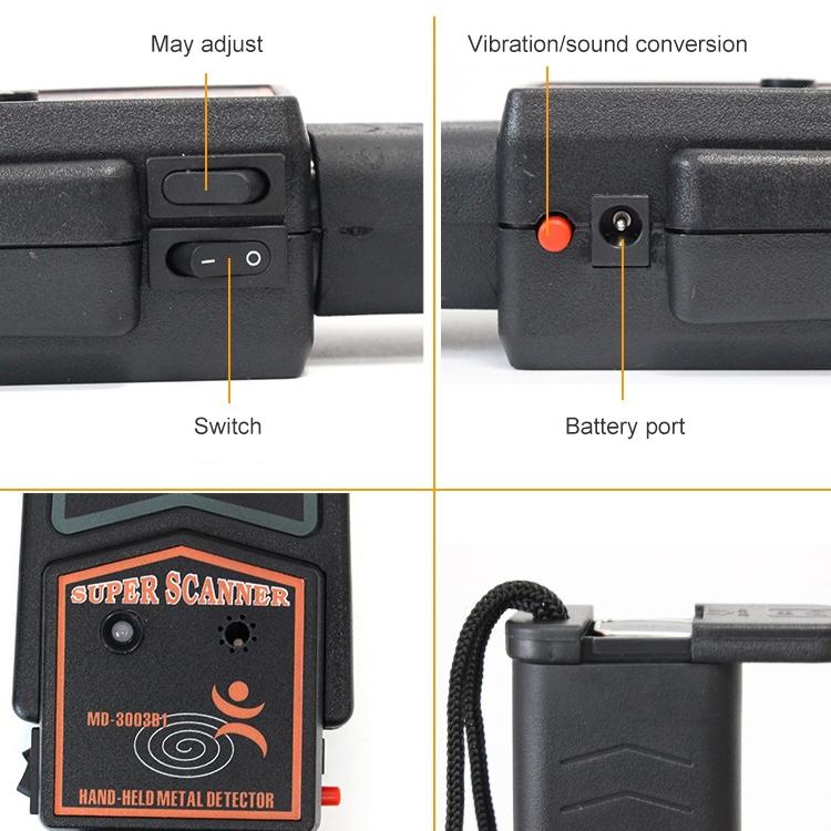 Black Super Scanner Wand Metal Detector - Md-3003B1