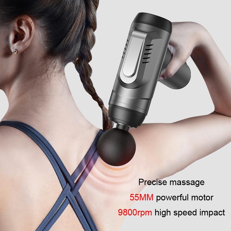 Intelligent 6-Speed Fascia Massager With 4 Heads - Gray