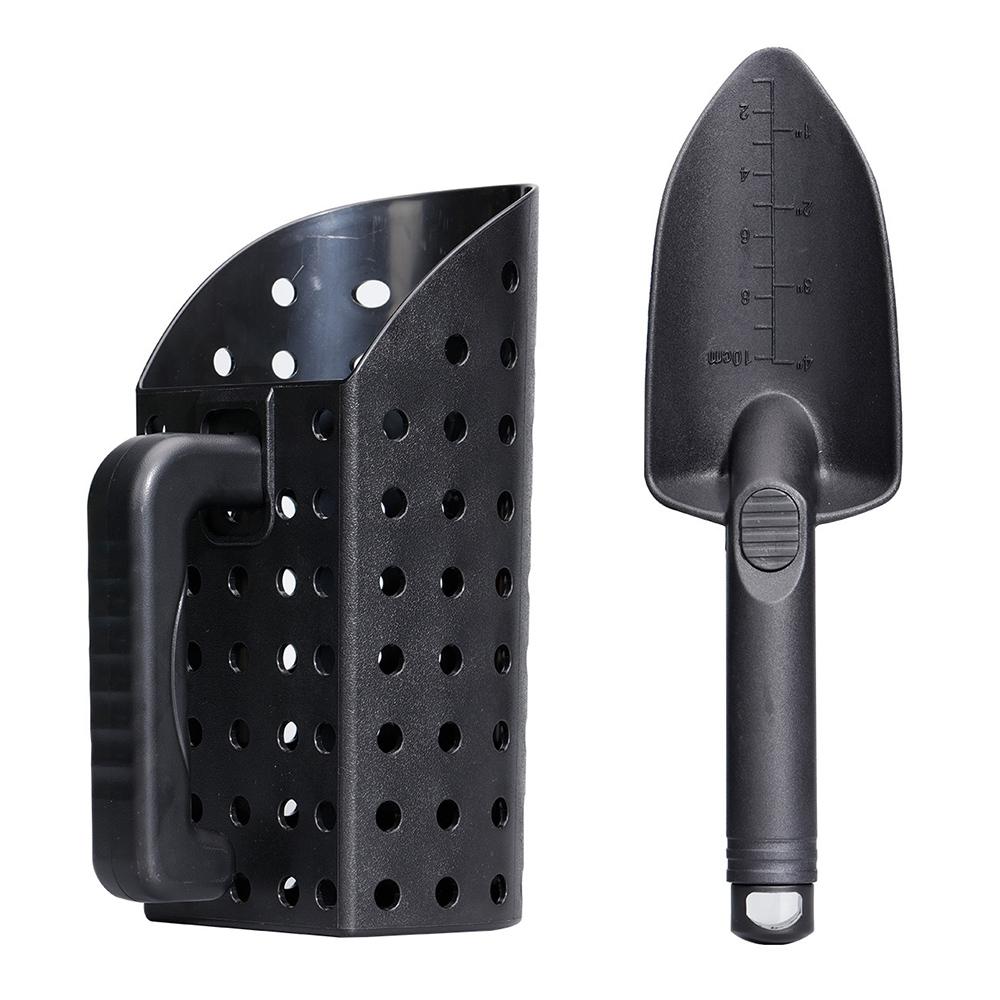 Black Metal Detector Scoop And Shovel Set For Digging