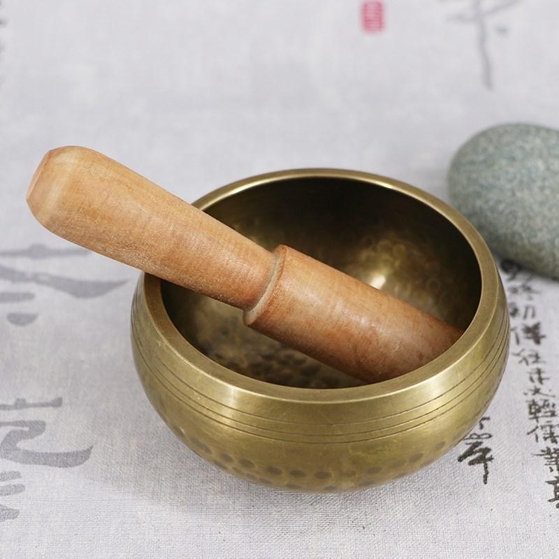 8.5Cm Copper Buddha Sound Bowl Set With Mat Stick & Bag