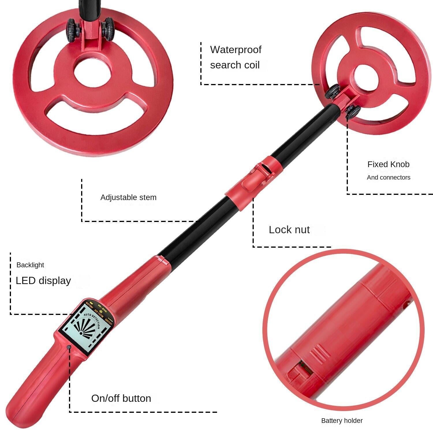 Outdoor Kids Metal Detector - Red Science Toy