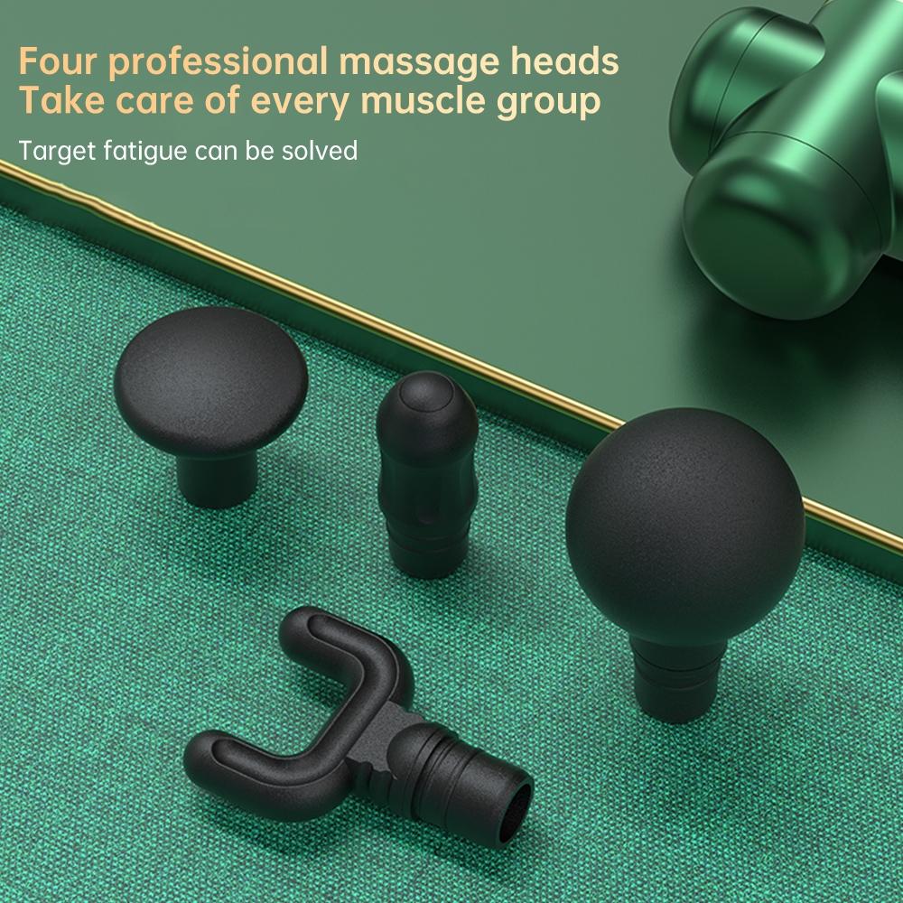 4-Head Portable Muscle Massage Gun For Sports - Green