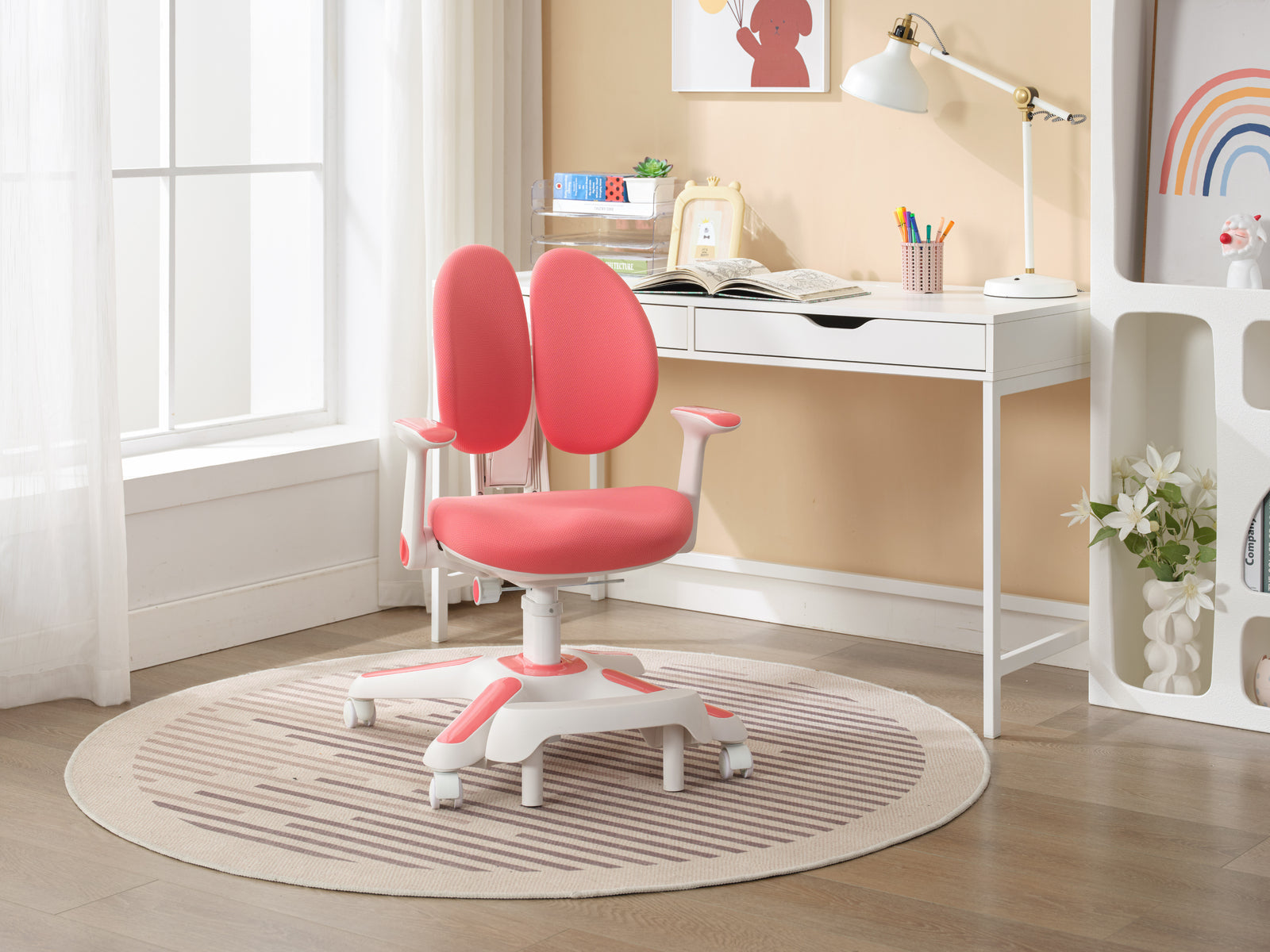 Kids Ergonomic Study Desk & Chair Set - Blue/Pink