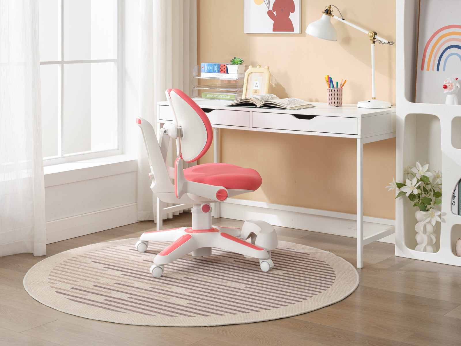 Kids Ergonomic Study Desk & Chair Set - Blue/Pink