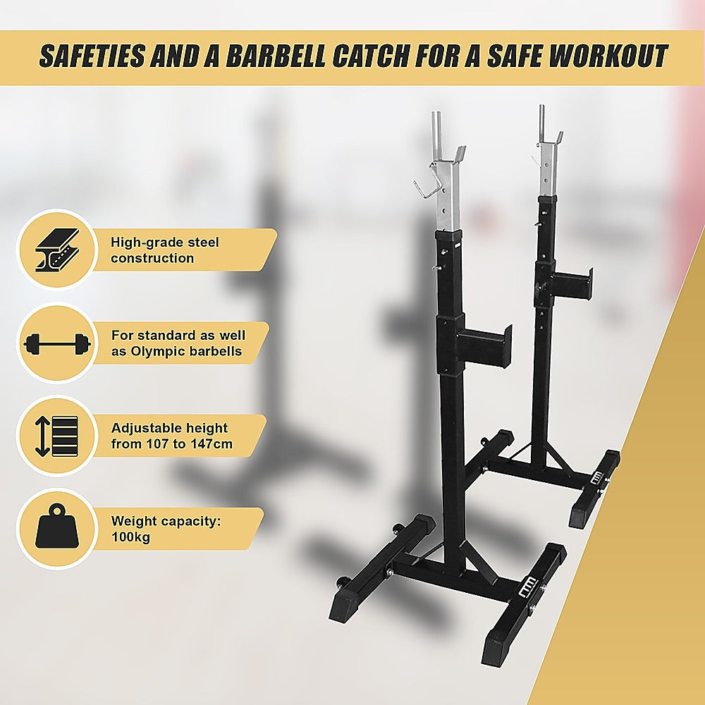 Heavy-Duty Squat Rack with Barbell Holder