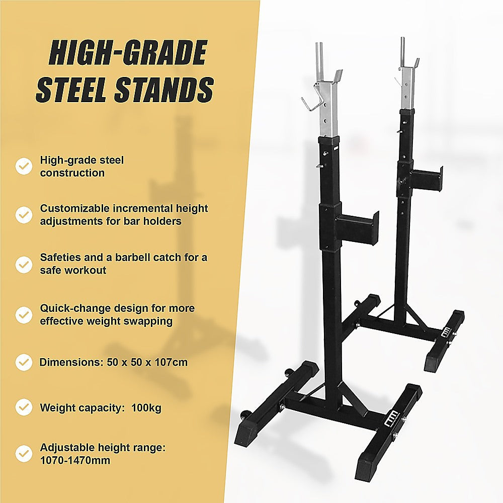 Heavy-Duty Squat Rack with Barbell Holder