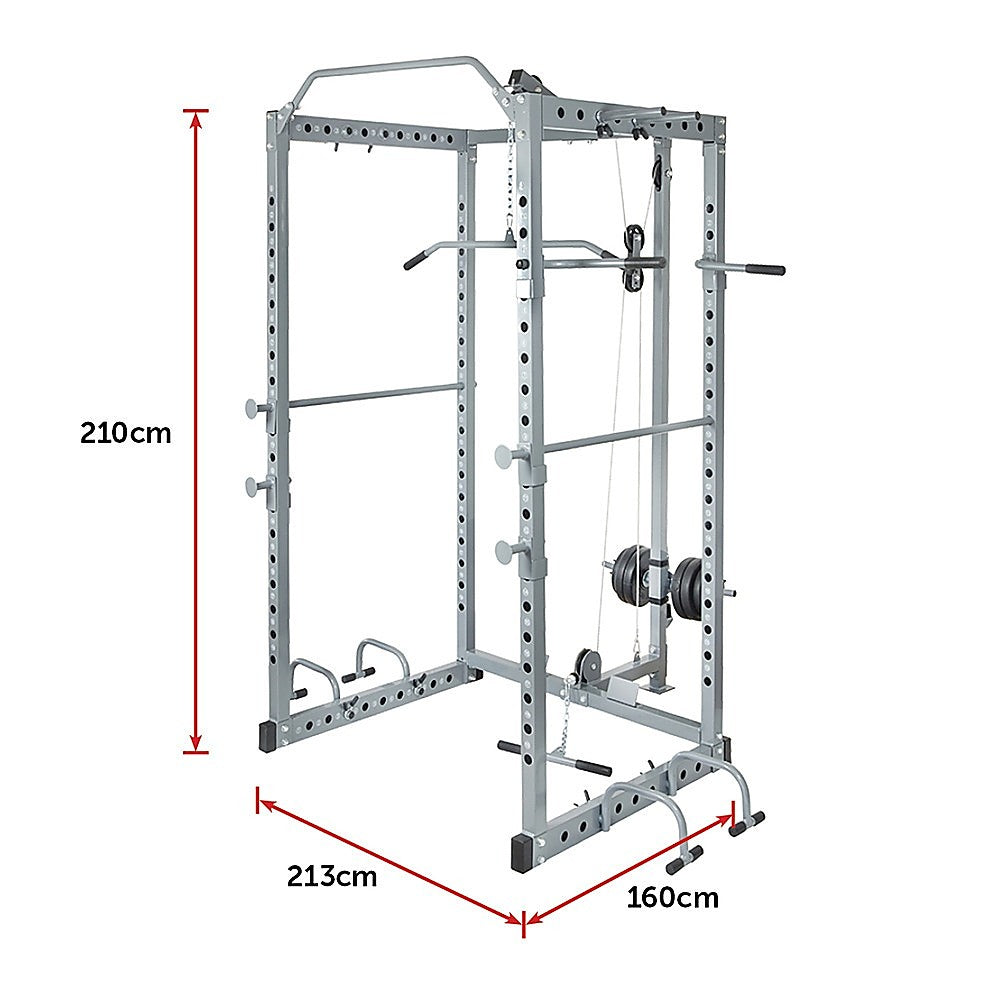 Power Rack Squat Cage Stands W Lat Pulldown Home Gym