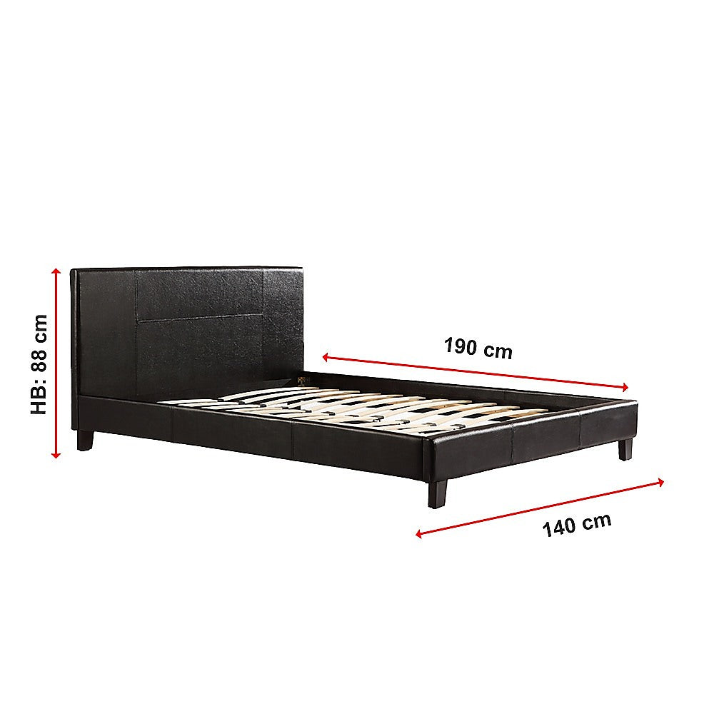 Double Pu Leather Bed Frame Black