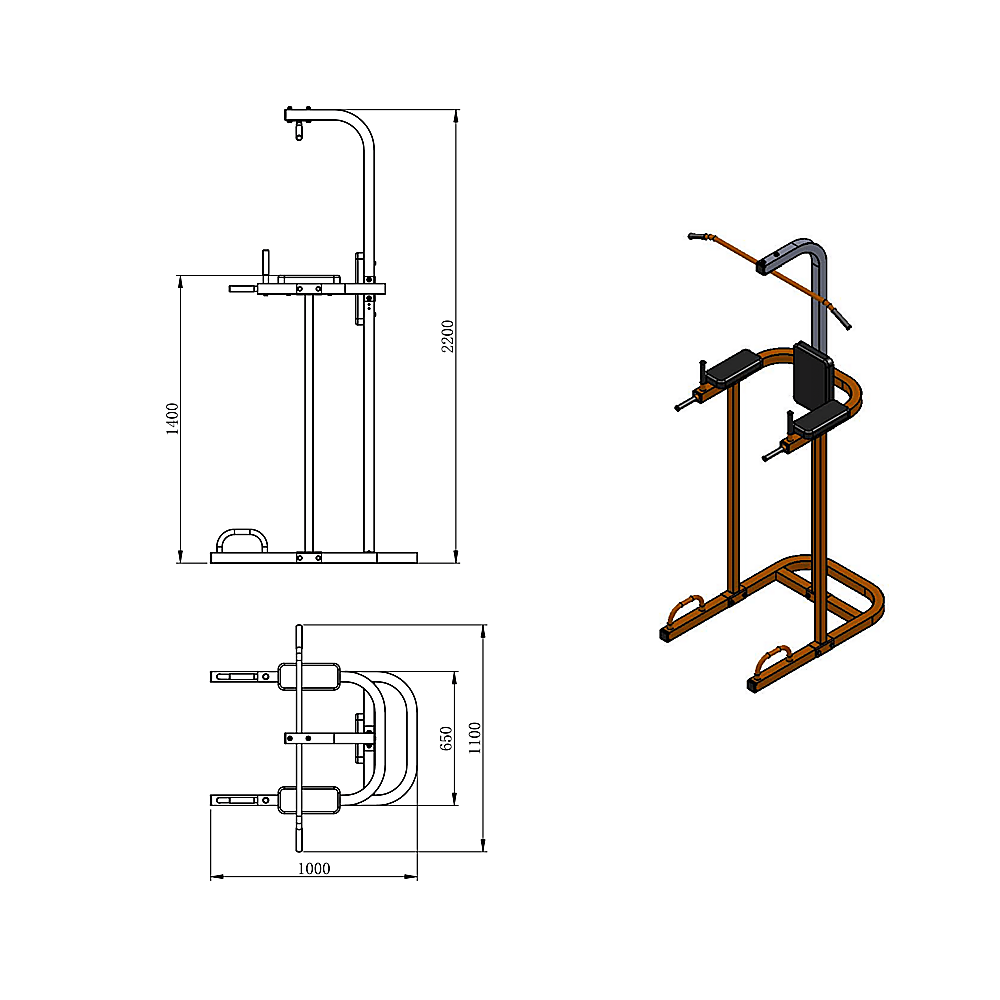 Ab Power Tower Dip Chin Push Up Home Gym Multistation