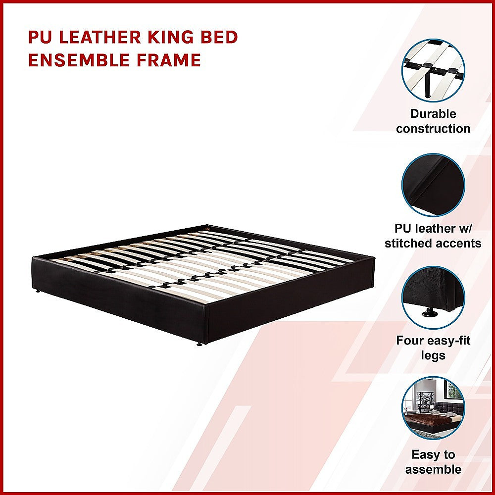 PU Leather King Bed Ensemble Frame