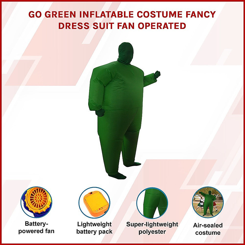 Go Green Inflatable Costume Fancy Dress Suit Fan Operated