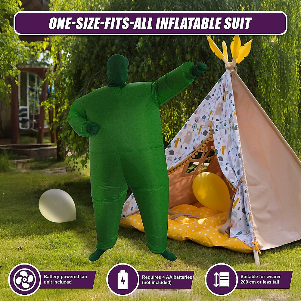 Go Green Inflatable Costume Fancy Dress Suit Fan Operated