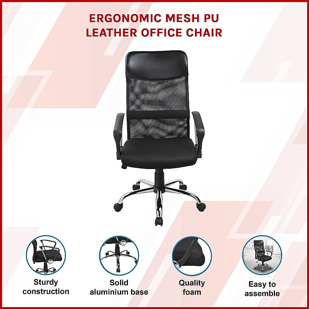 Ergonomic Mesh Pu Leather Office Chair