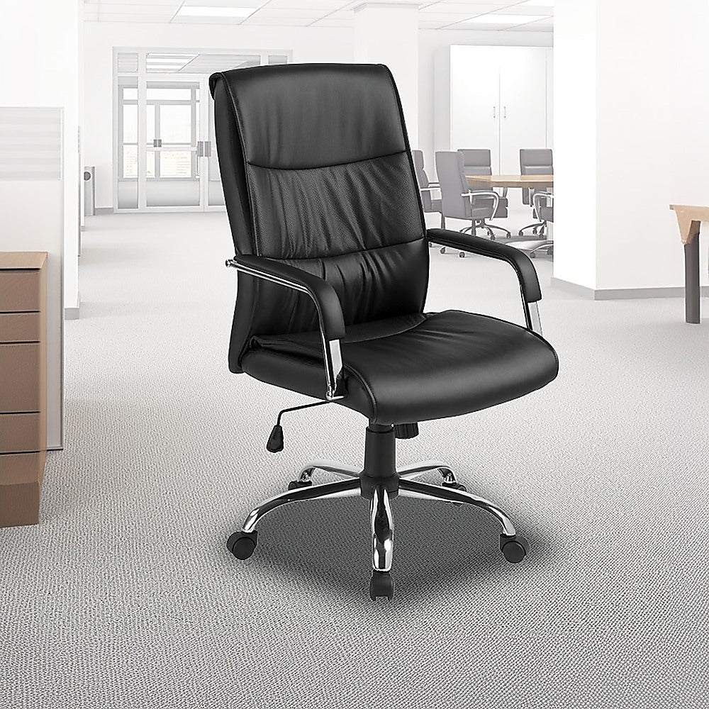 Executive Pu Leather Office Chair With Padded Seat In Classic Black