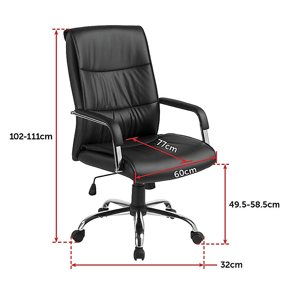 Executive Pu Leather Office Chair With Padded Seat In Classic Black