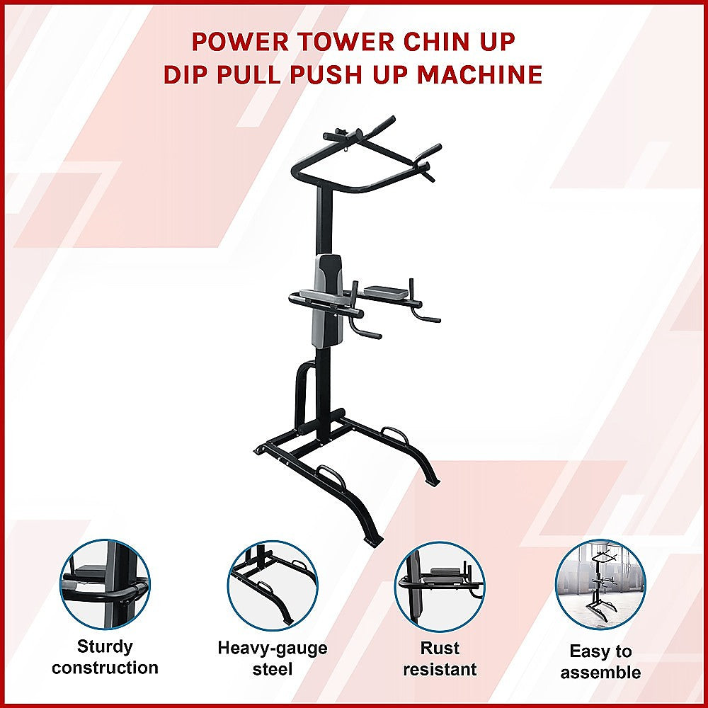 Heavy-Duty Power Tower with Chin Up & Dip Bars