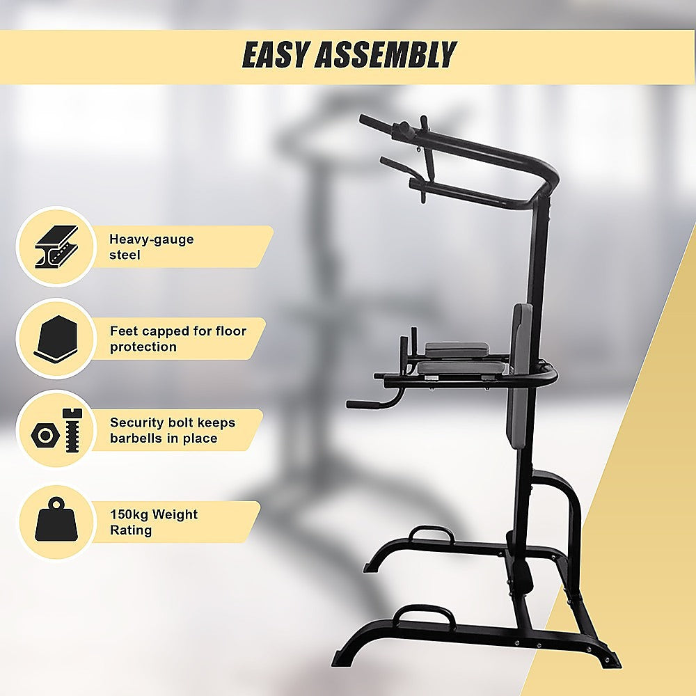 Heavy-Duty Power Tower with Chin Up & Dip Bars