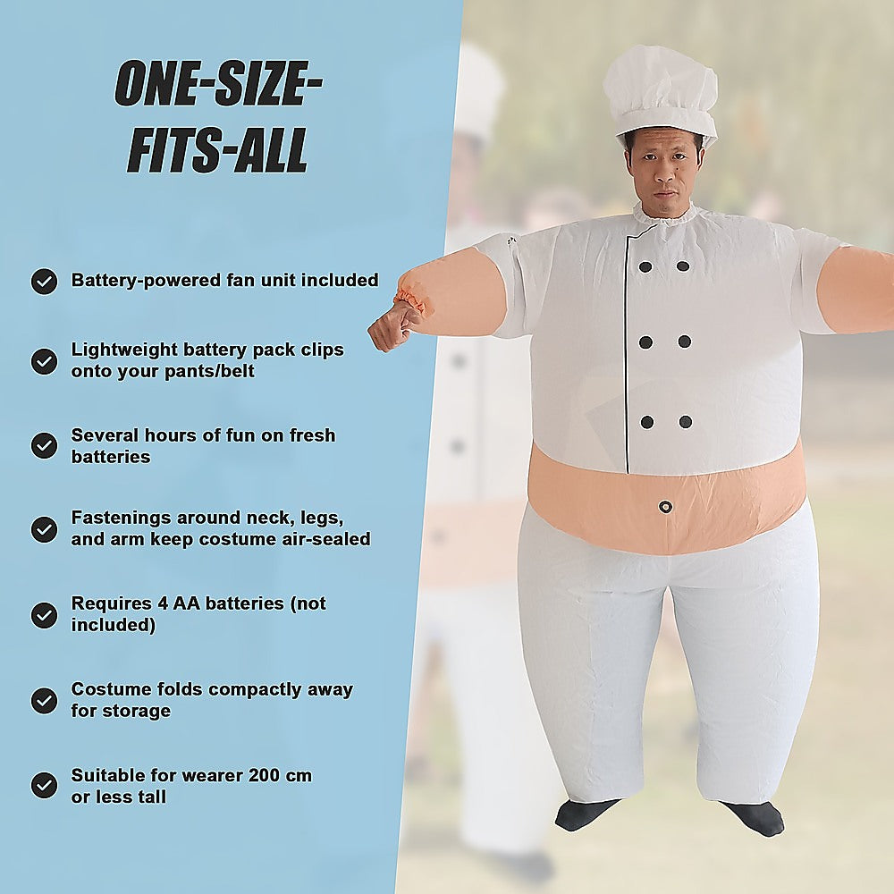 Chef Fancy Dress Inflatable Suit -Fan Operated Costume