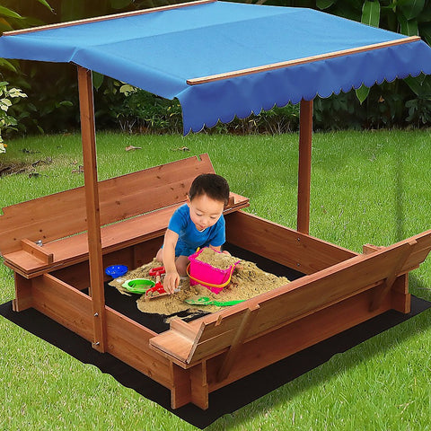 Kids Wooden Toy Sandpit With Canopy