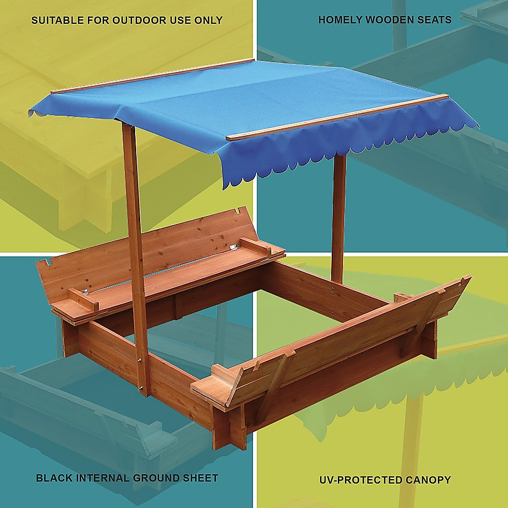 Kids Wooden Toy Sandpit With Canopy