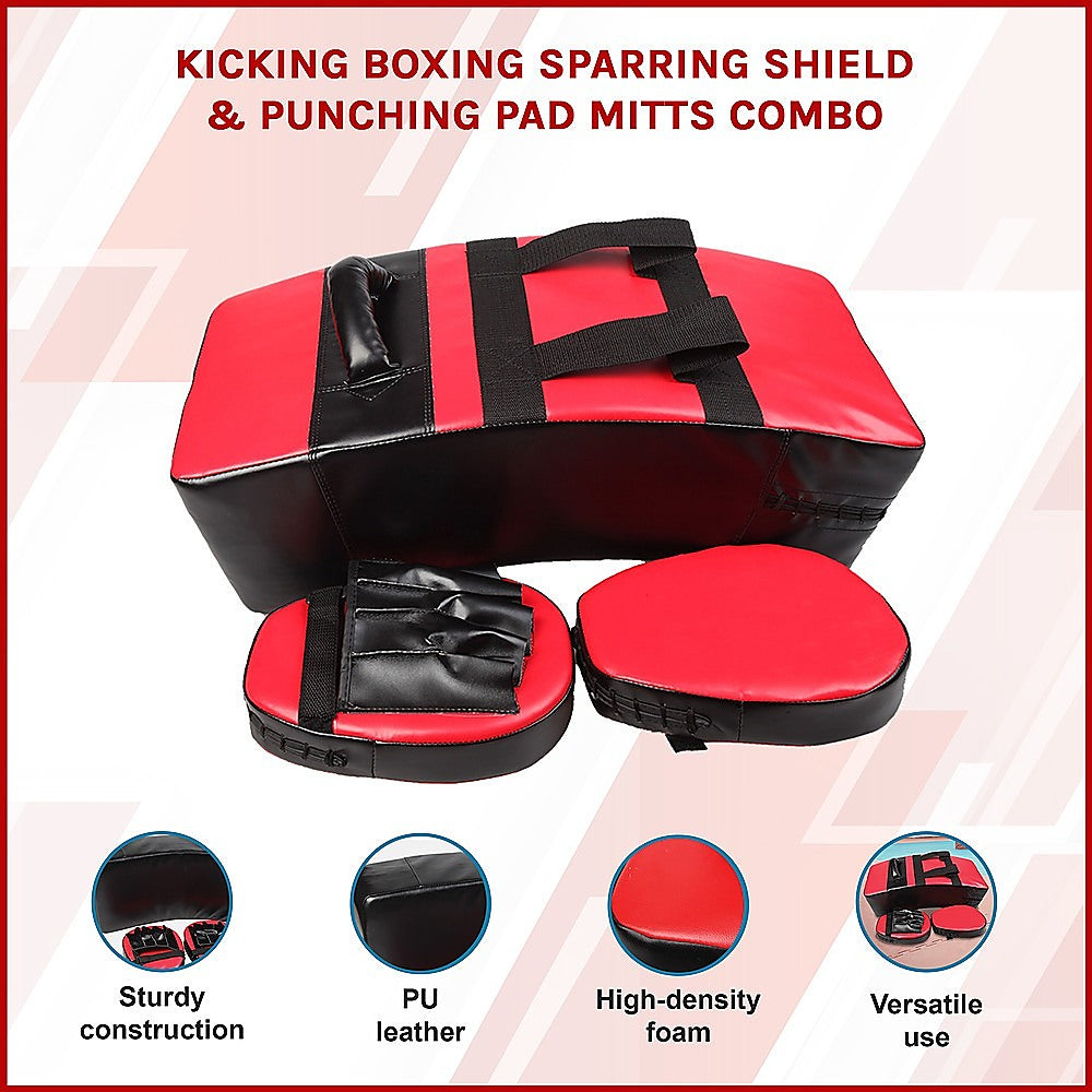 Kicking Boxing Sparring Shield & Punching Pad Mitts Combo