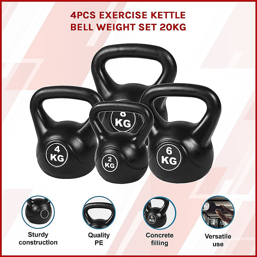 4Pcs Exercise Kettle Bell Weight Set 20Kg