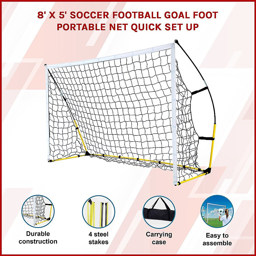 8' X 5' Soccer Football Goal Foot Portable Net Quick Set Up