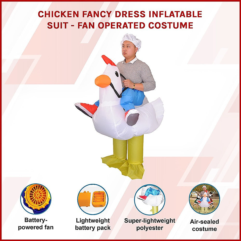 Chicken Fancy Dress Inflatable Suit - Fan Operated Costume