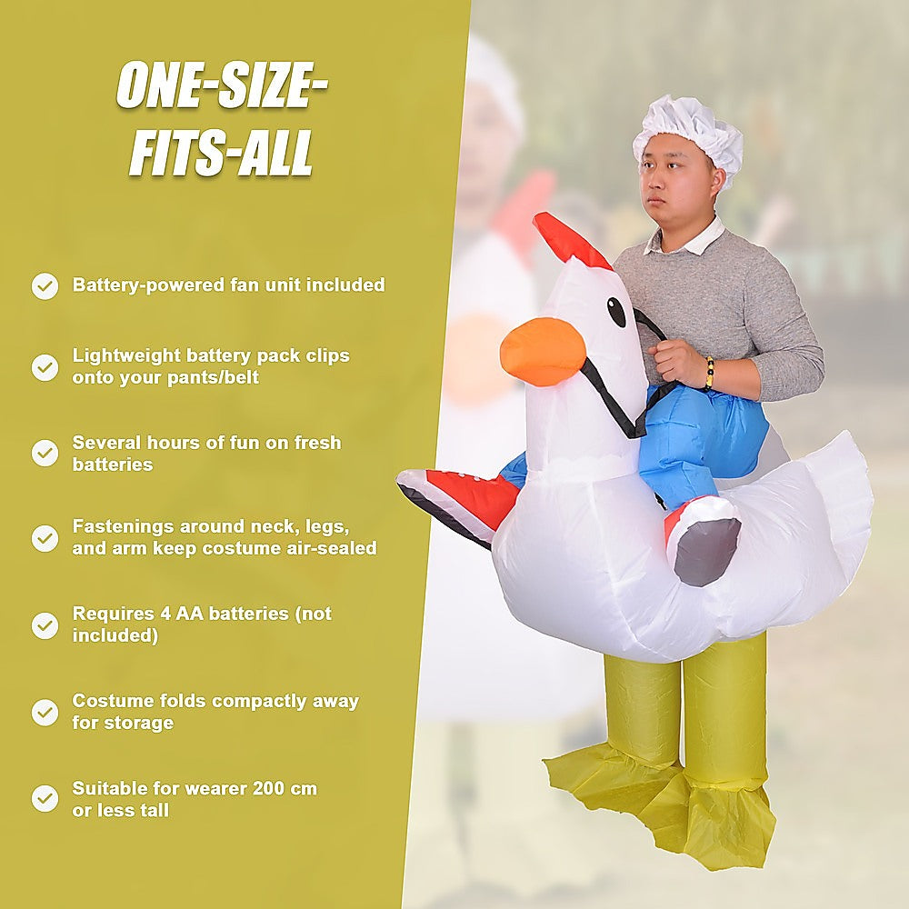 Chicken Fancy Dress Inflatable Suit - Fan Operated Costume